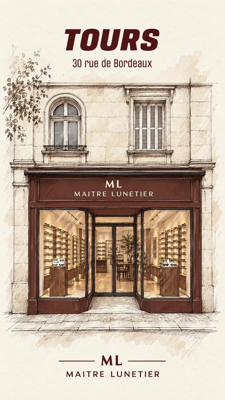 Illustration de la façade de la boutique Maître Lunetier Tours